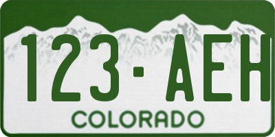 CO license plate 123AEH