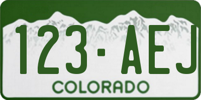 CO license plate 123AEJ