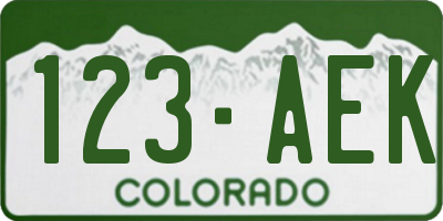 CO license plate 123AEK