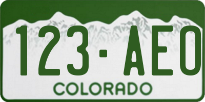 CO license plate 123AEO