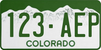 CO license plate 123AEP