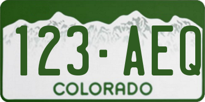 CO license plate 123AEQ