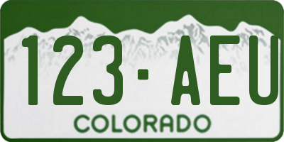 CO license plate 123AEU