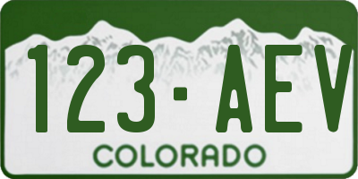 CO license plate 123AEV