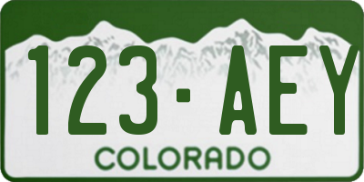 CO license plate 123AEY