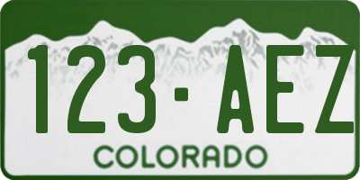 CO license plate 123AEZ
