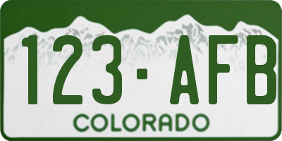 CO license plate 123AFB
