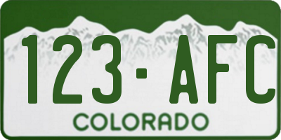CO license plate 123AFC