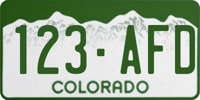 CO license plate 123AFD
