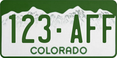 CO license plate 123AFF