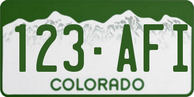 CO license plate 123AFI