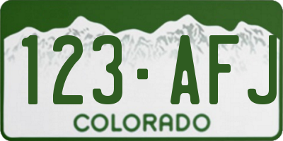 CO license plate 123AFJ