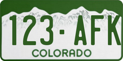 CO license plate 123AFK