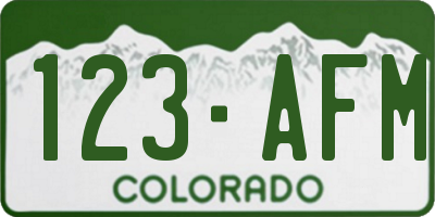 CO license plate 123AFM