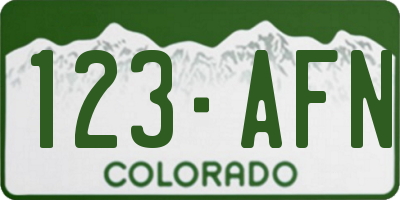 CO license plate 123AFN