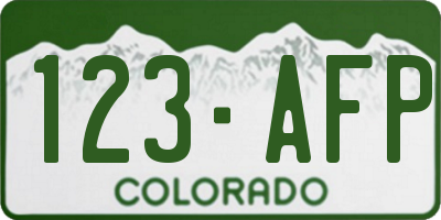CO license plate 123AFP
