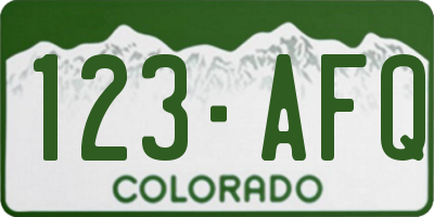 CO license plate 123AFQ