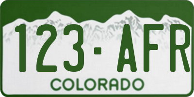 CO license plate 123AFR