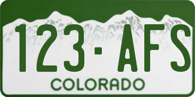 CO license plate 123AFS
