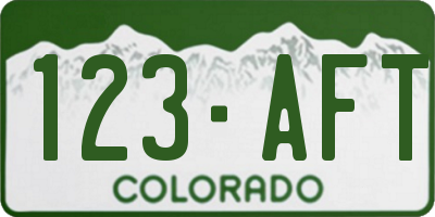CO license plate 123AFT