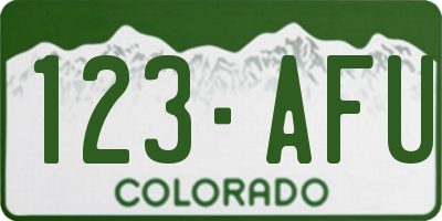 CO license plate 123AFU
