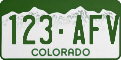 CO license plate 123AFV