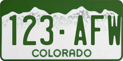 CO license plate 123AFW