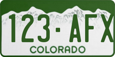 CO license plate 123AFX