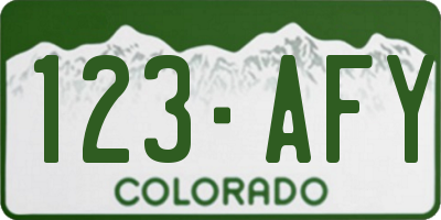 CO license plate 123AFY