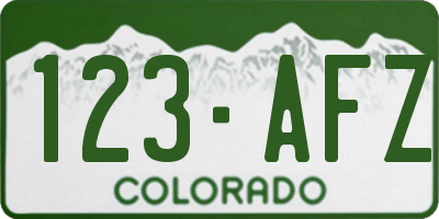 CO license plate 123AFZ