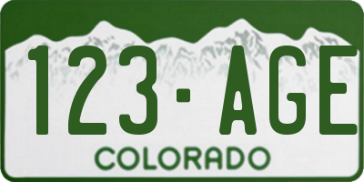 CO license plate 123AGE