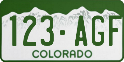 CO license plate 123AGF