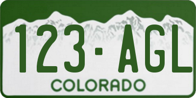 CO license plate 123AGL