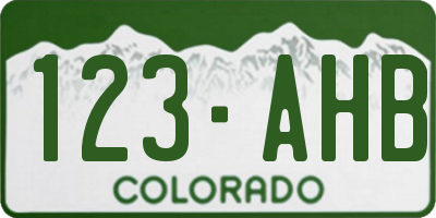CO license plate 123AHB