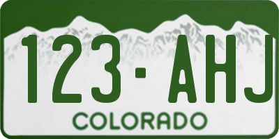 CO license plate 123AHJ