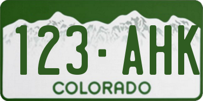 CO license plate 123AHK