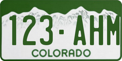 CO license plate 123AHM