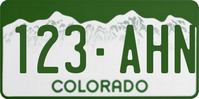 CO license plate 123AHN