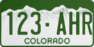 CO license plate 123AHR