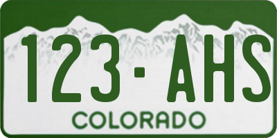 CO license plate 123AHS