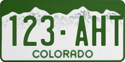 CO license plate 123AHT