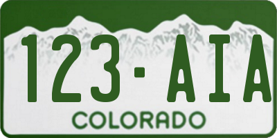 CO license plate 123AIA