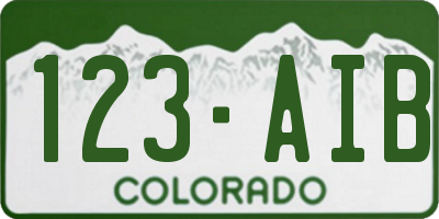 CO license plate 123AIB