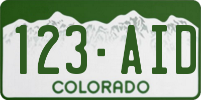 CO license plate 123AID