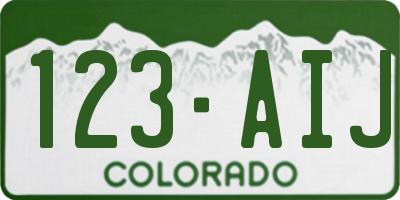 CO license plate 123AIJ