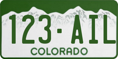CO license plate 123AIL