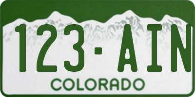 CO license plate 123AIN