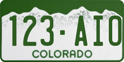 CO license plate 123AIO