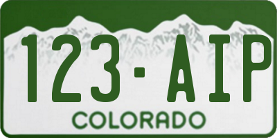 CO license plate 123AIP
