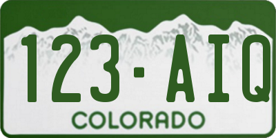 CO license plate 123AIQ